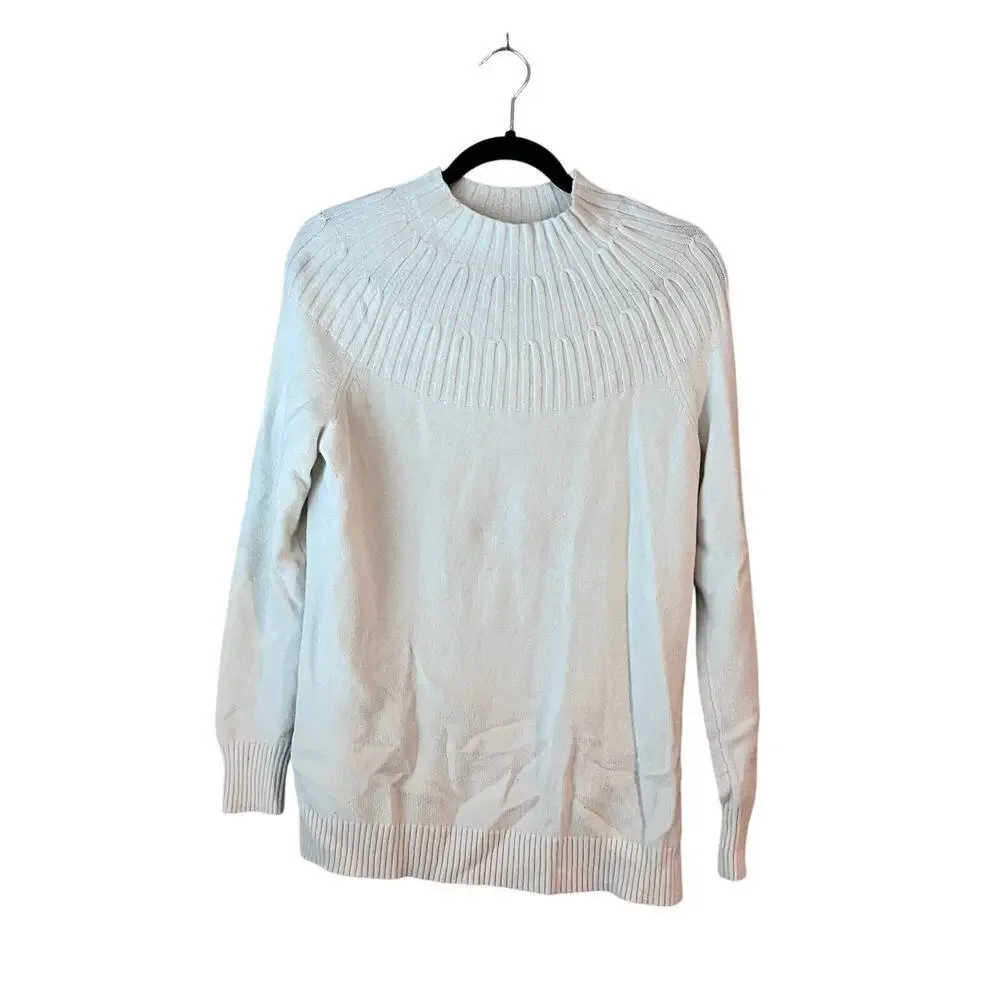 By Anthropologie Cream Viscose Sweater Small Soft Cowl Neck Detail
